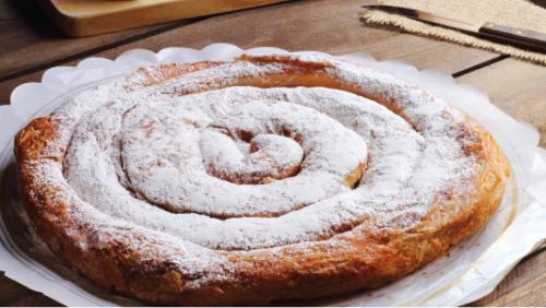 Traditional yeast pastry of the Balearic Islands: the sweet Ensaimada from Mallorca.