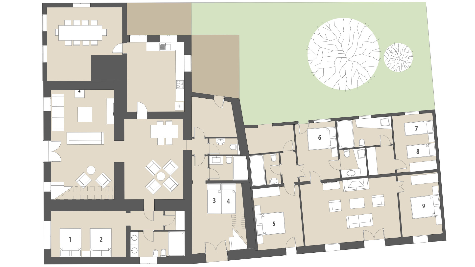 Rural Villa Son Rito: Ground floor