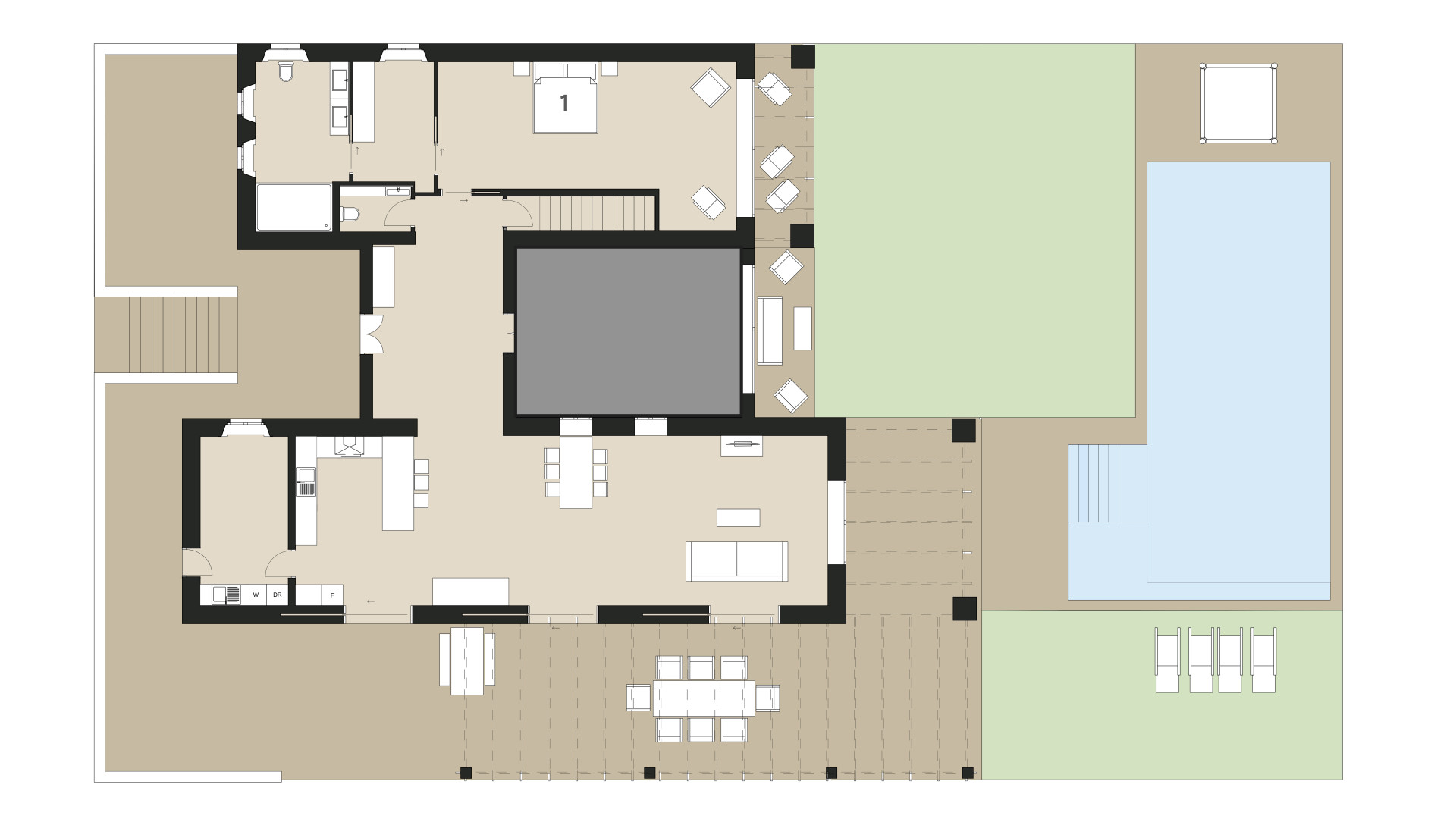 Rural Villa Son Buc: Ground floor