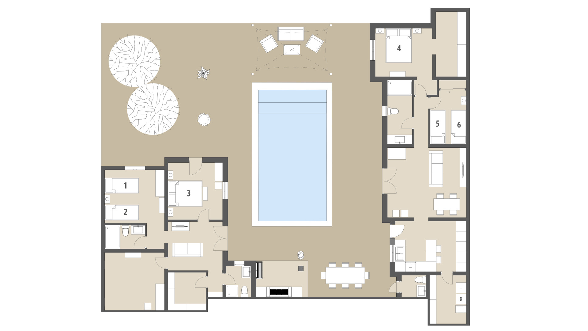 Rural Villa S'Hortet: Ground floor