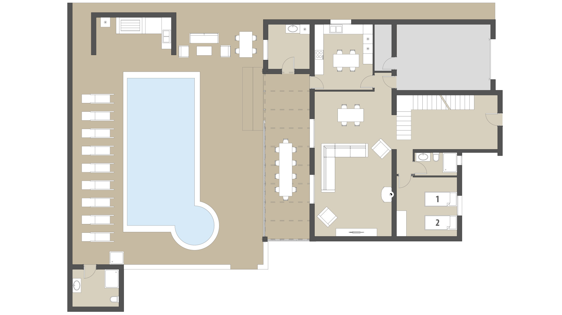 Urban Villa Tres Soles: Ground floor