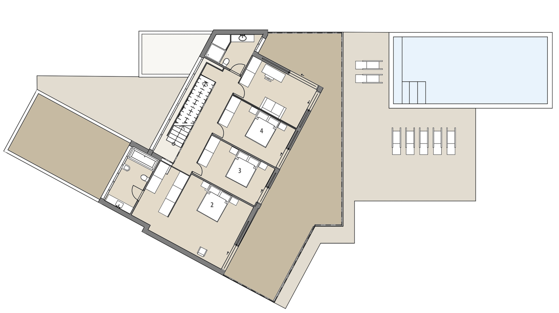 Urban Villa Espacio: Upper floor